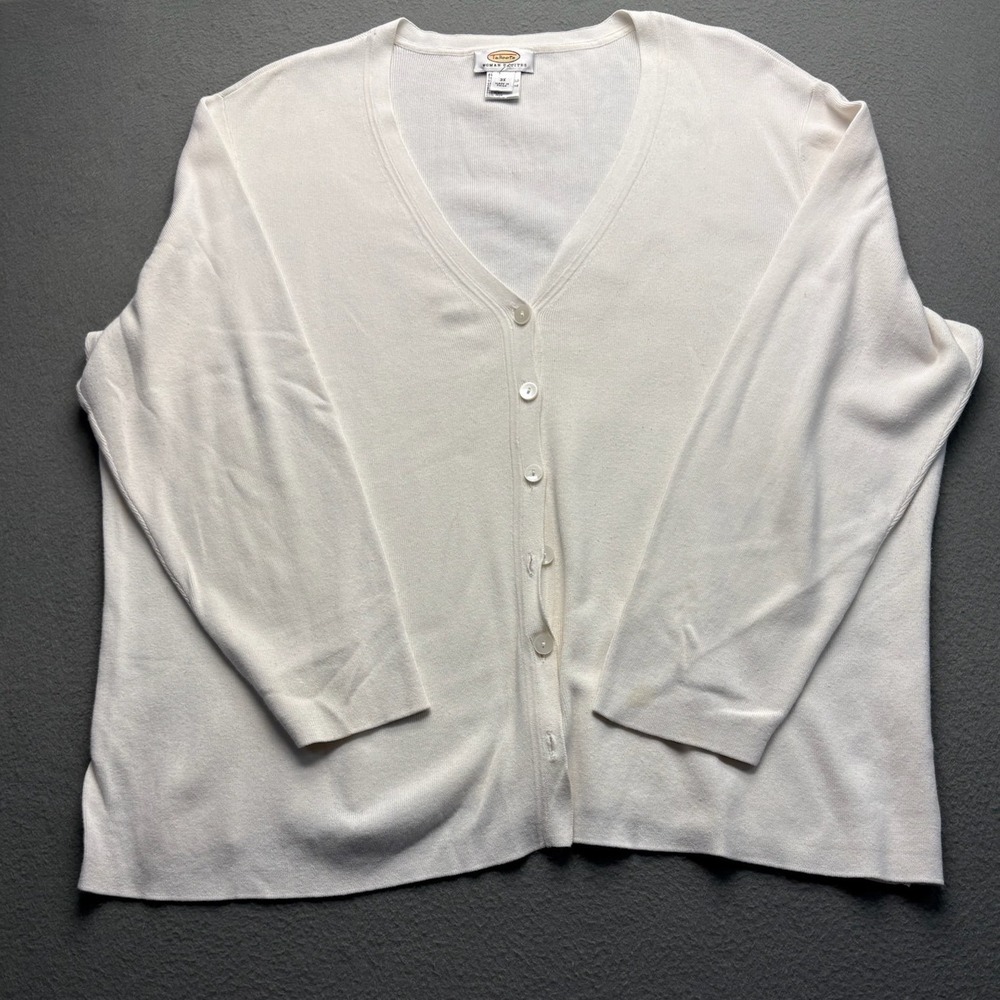 Talbots Amanda Scott Cardigan‎ Sweater Set Womens 3X 24W Cream White Knit V-Neck
